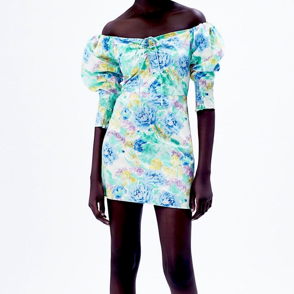 ZARA FLORAL PRINT POPLIN DRESS